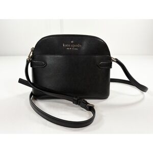 New Kate Spade Staci Dome Crossbody Black Saffiano Leather Purse Bag WKR00645